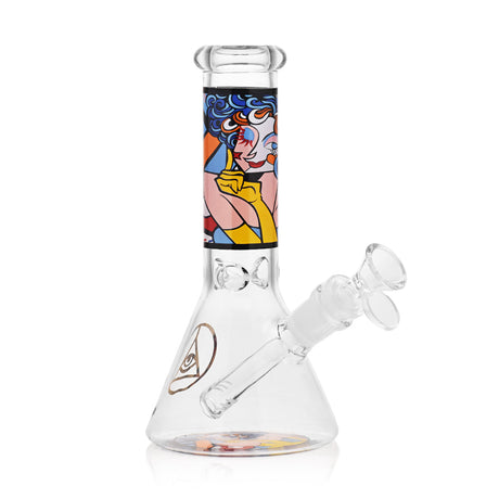 Ritual Smoke Atomic Pop 8" Glass Beaker Bong - Front View with Artwork