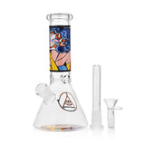 Ritual Smoke Atomic Pop 8" Glass Beaker Bong with Artistic Wink Design - Front View