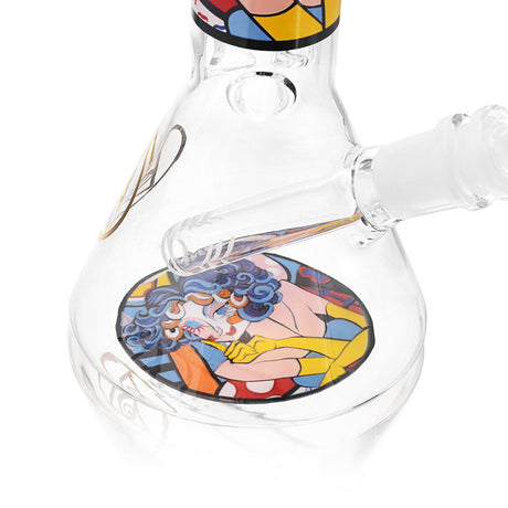 Ritual Smoke Atomic Pop 8" Glass Beaker with Winking Face Artwork - Close-up Side View