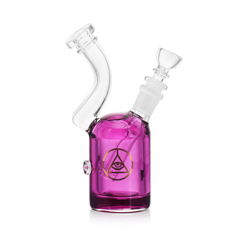 Ritual Smoke Blizzard Bubbler in Purple with Clear Curved Neck and Deep Bowl - Front View