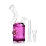 Ritual Smoke Blizzard Bubbler in Purple with Curved Neck and Clear Downstem - Front View