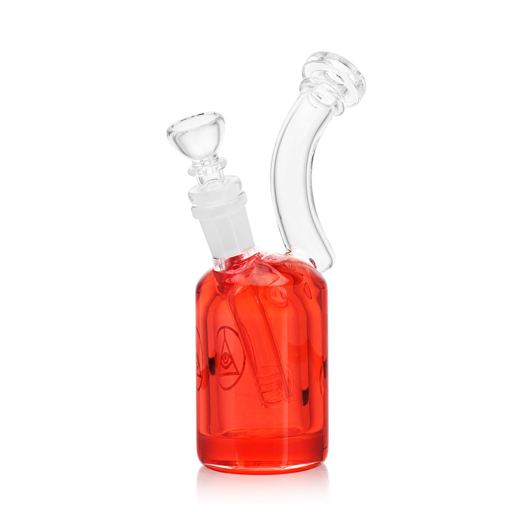Ritual Smoke Blizzard Bubbler in Red with Curved Neck and Clear Bowl - Front View