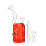 Ritual Smoke Blizzard Bubbler in Red with Curved Neck and Clear Downstem