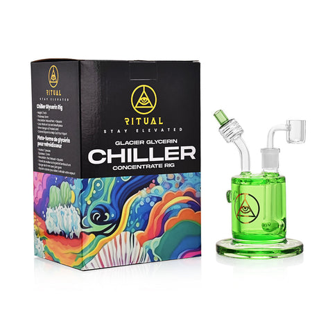 Ritual Smoke Chiller Glycerin Concentrate Rig in Green with Box, Front View