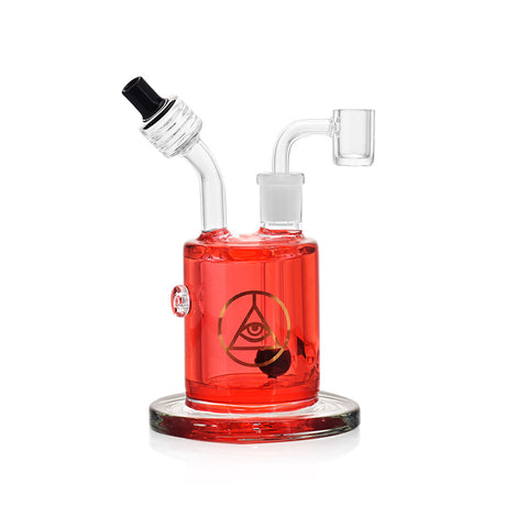 Ritual Smoke Chiller Glycerin Concentrate Rig in Red, Front View with Clear Glass Attachments