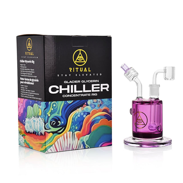 Ritual Smoke Chiller Glycerin Concentrate Rig in Purple with Box - Front View