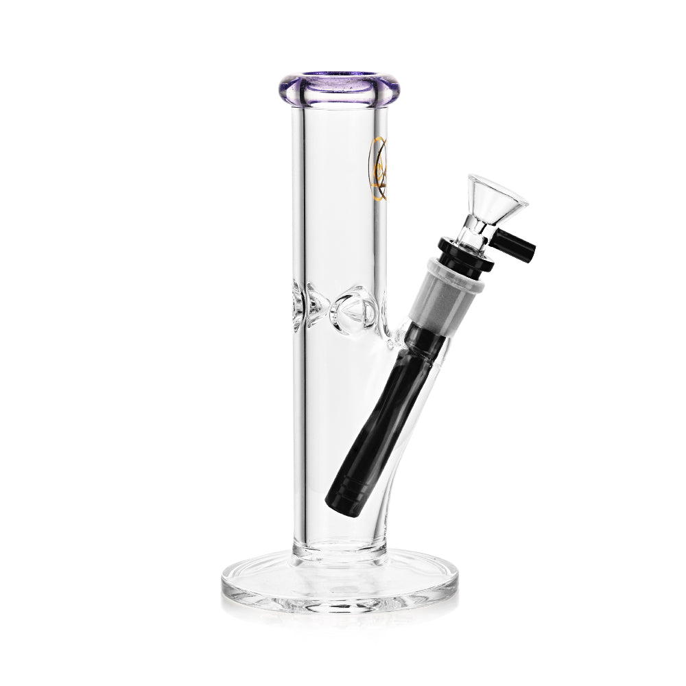 Ritual Smoke 8" Straight Tube with Purple Accents and Clear Glass, Front View