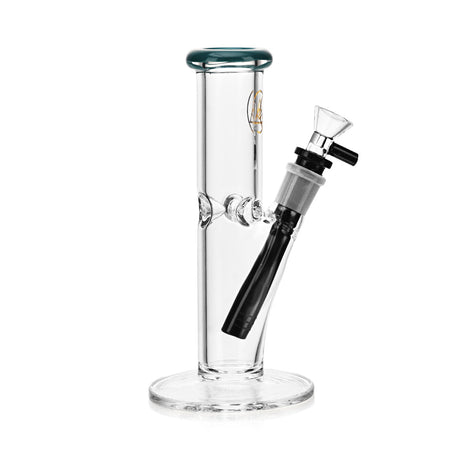 Ritual Smoke 8" Straight Tube Bong with Turquoise Accents and Clear Glass