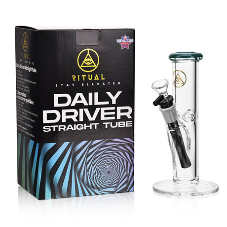 Ritual Smoke Daily Driver 8" Straight Tube Bong with Turquoise Accents and Box