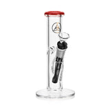 Ritual Smoke 8" Straight Tube Bong with Crimson Accents and Clear Glass, Front View