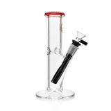 Ritual Smoke Daily Driver 8" Straight Tube Bong, Crimson Accents, Borosilicate Glass, Front View