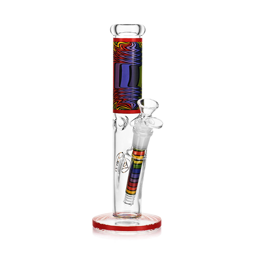 Ritual Smoke Prism 10" Glass Straight Tube in Crimson, Front View on White Background