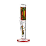 Ritual Smoke Prism 10" Glass Straight Tube in Crimson with Colorful Accents - Front View
