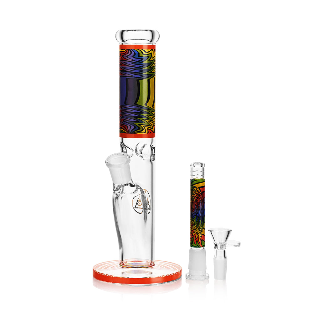 Ritual Smoke Prism 10" Glass Straight Tube in Tangerine with Colorful Accents - Front View