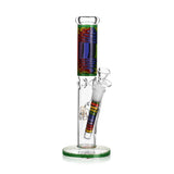 Ritual Smoke Prism 10" Glass Straight Tube in Emerald with Colorful Accents - Front View
