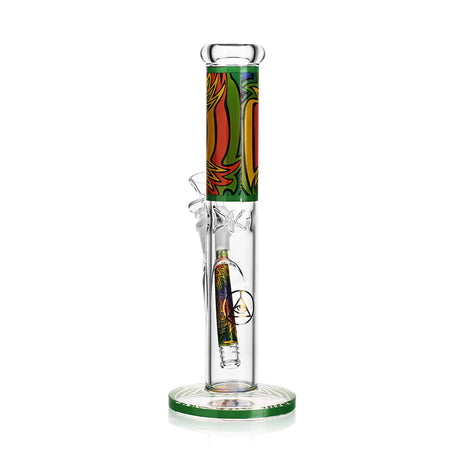 Ritual Smoke Prism 10" Straight Tube in Emerald with Colorful Accents - Front View