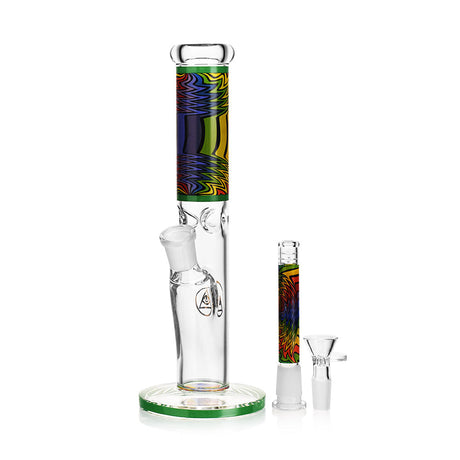 Ritual Smoke Prism 10" Emerald Glass Straight Tube with Colorful Accents - Front View