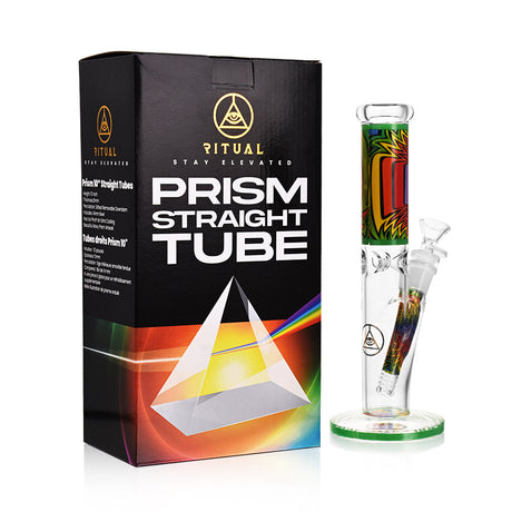 Ritual Smoke Prism 10" Emerald Glass Straight Tube with Box - Front View