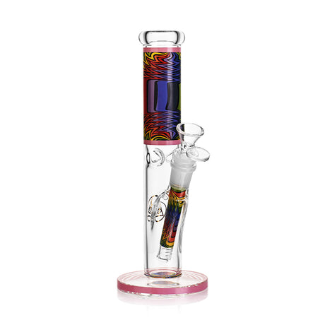 Ritual Smoke Prism Pink 10" Straight Tube Bong with Colorful Accents - Front View