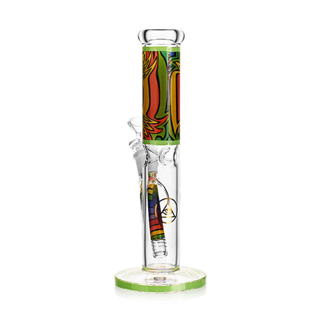 Ritual Smoke Prism Glass Straight Tube Bong, 10-inch Height, Lime Accents, Front View