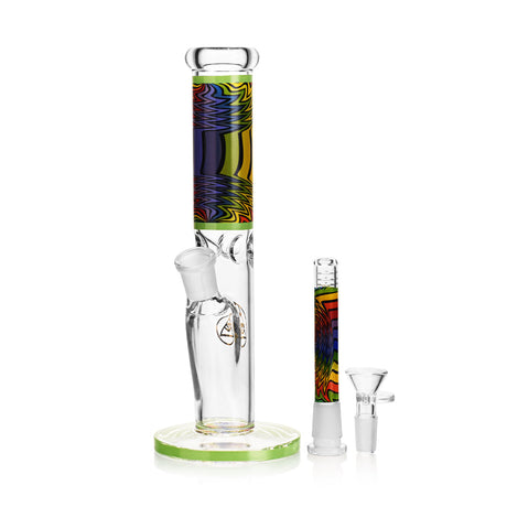 Ritual Smoke Prism 10" Glass Straight Tube in Lime with Colorful Accents - Front View