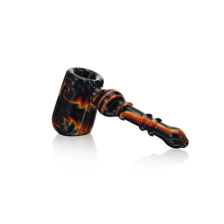 High Society Eris Wig Wag Bubbler in Black Rainbow V1, angled side view on white background