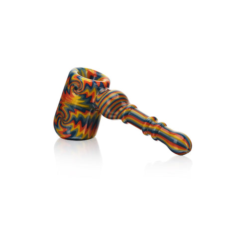 High Society Eris Premium Wig Wag Bubbler in White Rainbow - Side View on White Background