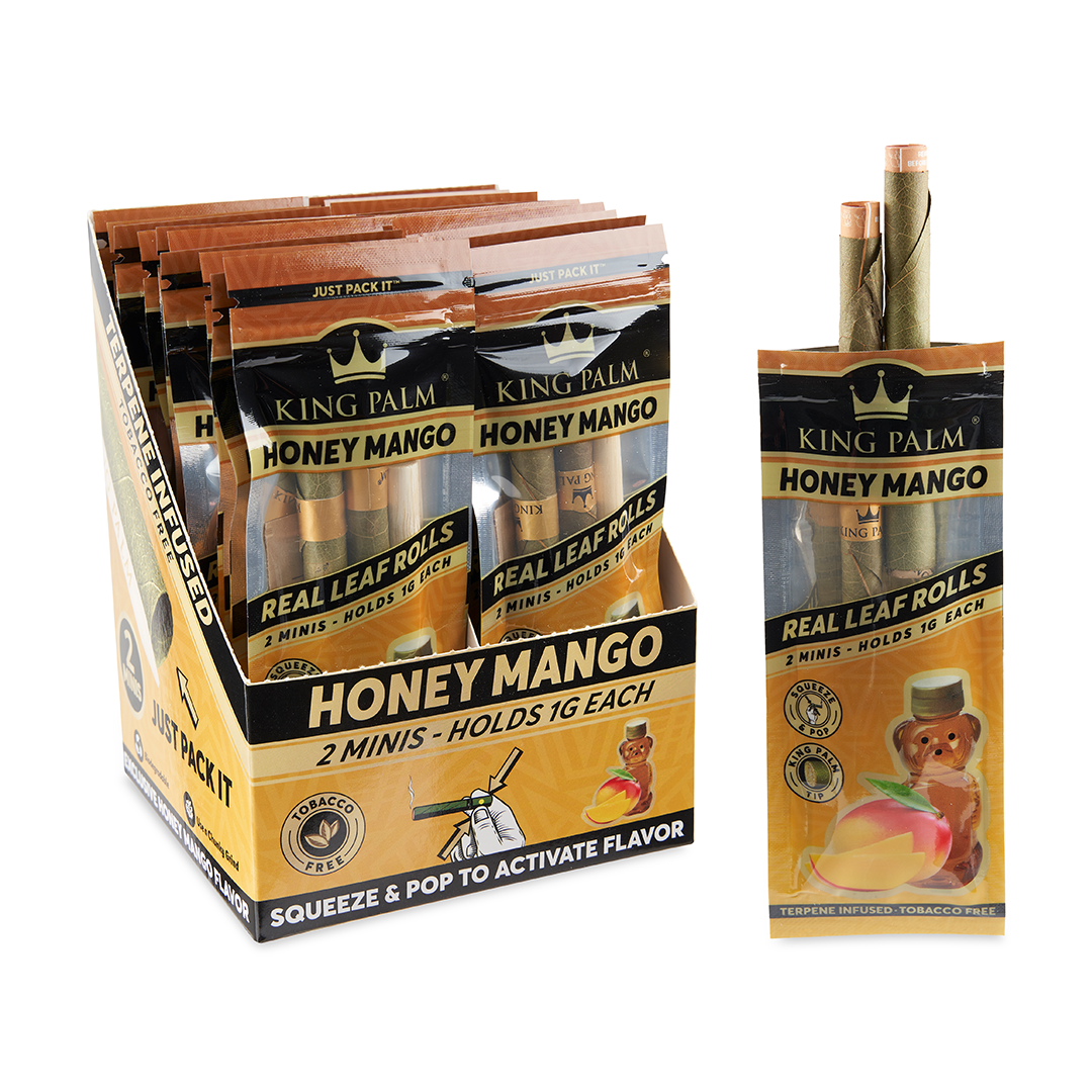 King Palm Mini Rolling Cones Honey Mango Variety Pack, Tobacco-Free with Display Box