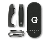 G Pen Elite II Vaporizer with accessories and carrying case, top view on white background