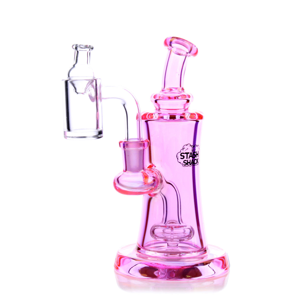 Elysian Mini Rig in Pink - Compact 5.5" Dab Rig with 90 Degree Banger Hanger, Front View