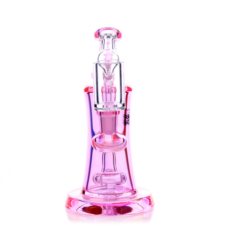 Elysian Mini Rig in pink borosilicate glass, portable 5.5" dab rig with banger hanger, front view
