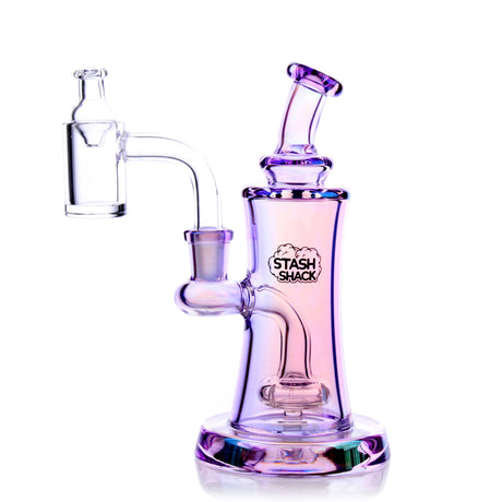 Elysian Mini Rig in Electro Purple, 5.5" Compact Borosilicate Glass Dab Rig with Banger Hanger