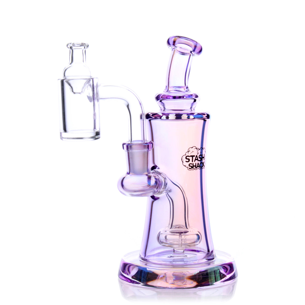 Elysian Mini Rig by The Stash Shack in Purple, Compact Design with Banger Hanger, Front View