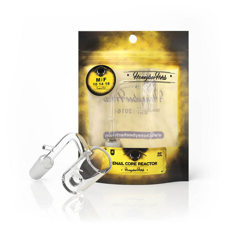 Honeybee Herb ENAIL CORE REACTOR Quartz Banger at 90° angle, clear, 20mm, on retail package