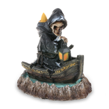 Fantasy Enchanted Backflow Incense Burner with Grim Reaper and Boat Design