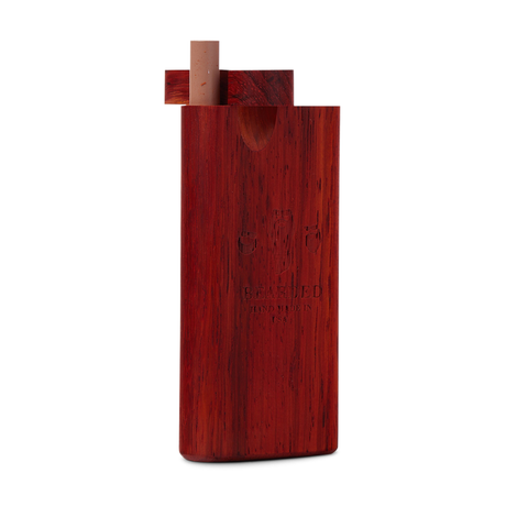 Bearded Distribution Padauk Wood Dugout with Glass One-Hitter, Front View - USA Made