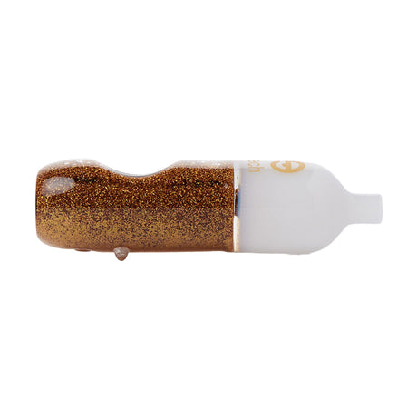 Cheech Glass 4.5" Glycerin Glitter Pipe in Gold, Side View on White Background