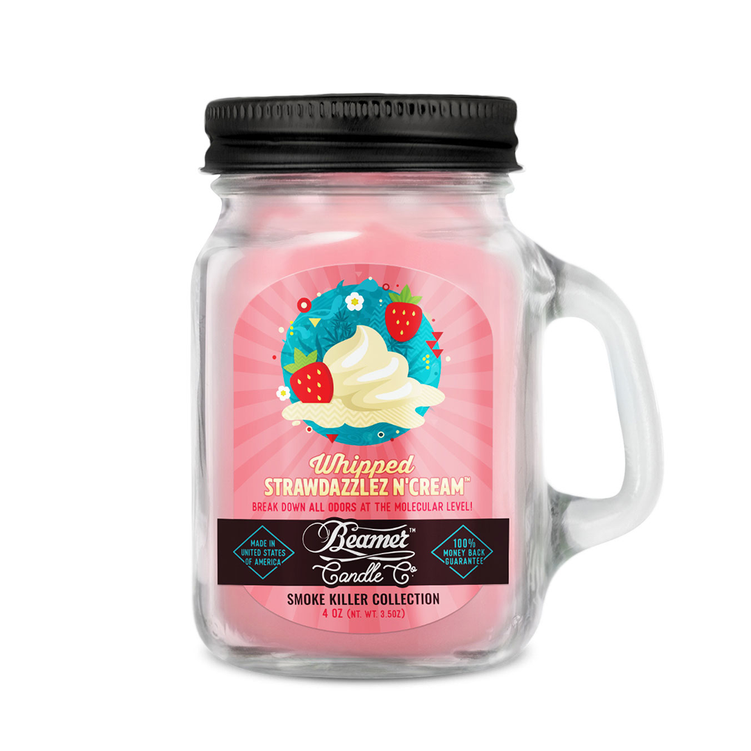 Beamer Candle Co. Mini 4oz Candle - Whipped Strawdazzle N' Cream Scent, Mason Jar Design