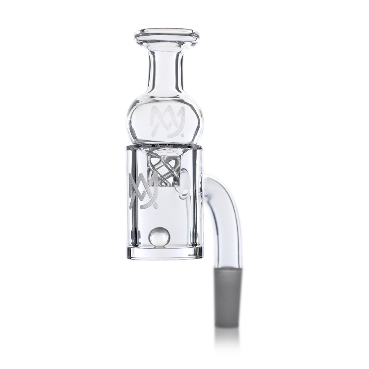 MJ Arsenal 10mm Male Quartz Banger with Full Weld for Dab Rigs, Clear Flat Top, Side View