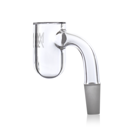 MJ Arsenal Premium Full Weld Drip Quartz Banger, 90 Degree 10mm Male Joint, Clear, Side View