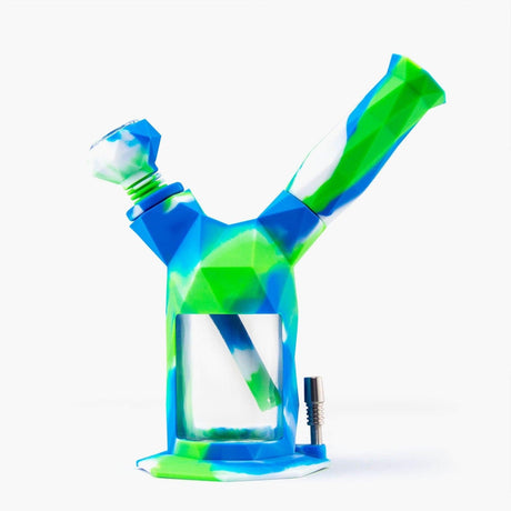 PILOT DIARY Gemini 2-IN-1 Silicone Waterpipe in Blue and Green - Side View
