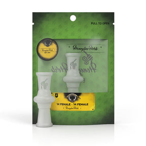 Honeybee Herb Glass Converter Adapter, 14mm Female to Female, Frosted Finish, Packaged View
