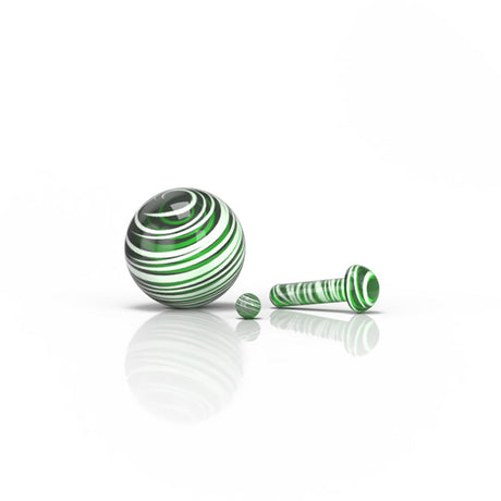 Honeybee Herb Glass Mushroom Pillar Terp Set in green, front view on white background