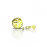 Honeybee Herb Glass Mushroom Pillar Terp Set for Dab Rigs, Yellow Striped, Front View
