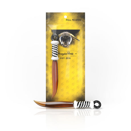 Honeybee Herb Glass Sword Dab Tool with sleek design, ideal for concentrates, displayed on packaging