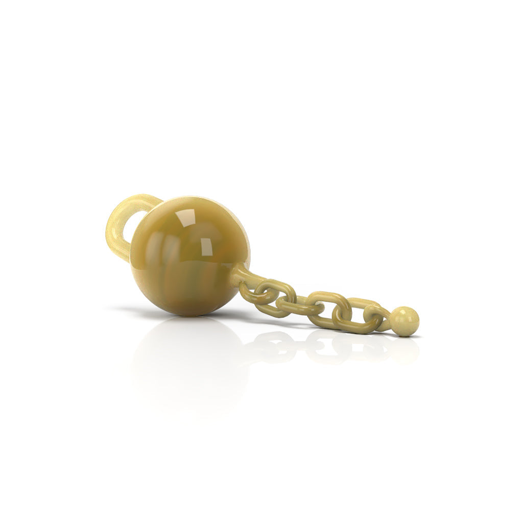 Honeybee Herb Glass Terp Chain in yellow, angled view on white background, for dab rigs