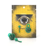 Honeybee Herb Glass Terp Chain in green, durable borosilicate, for dab rigs, front view on branded package