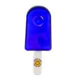 Goody Glass Popsicle Hand Pipe in Blue - Front View on Seamless White Background