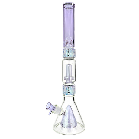Prism PERCOLATED BEAKER DOUBLE STACK in Tie Dye/Grape Jolly Rancher variant, front view on white background