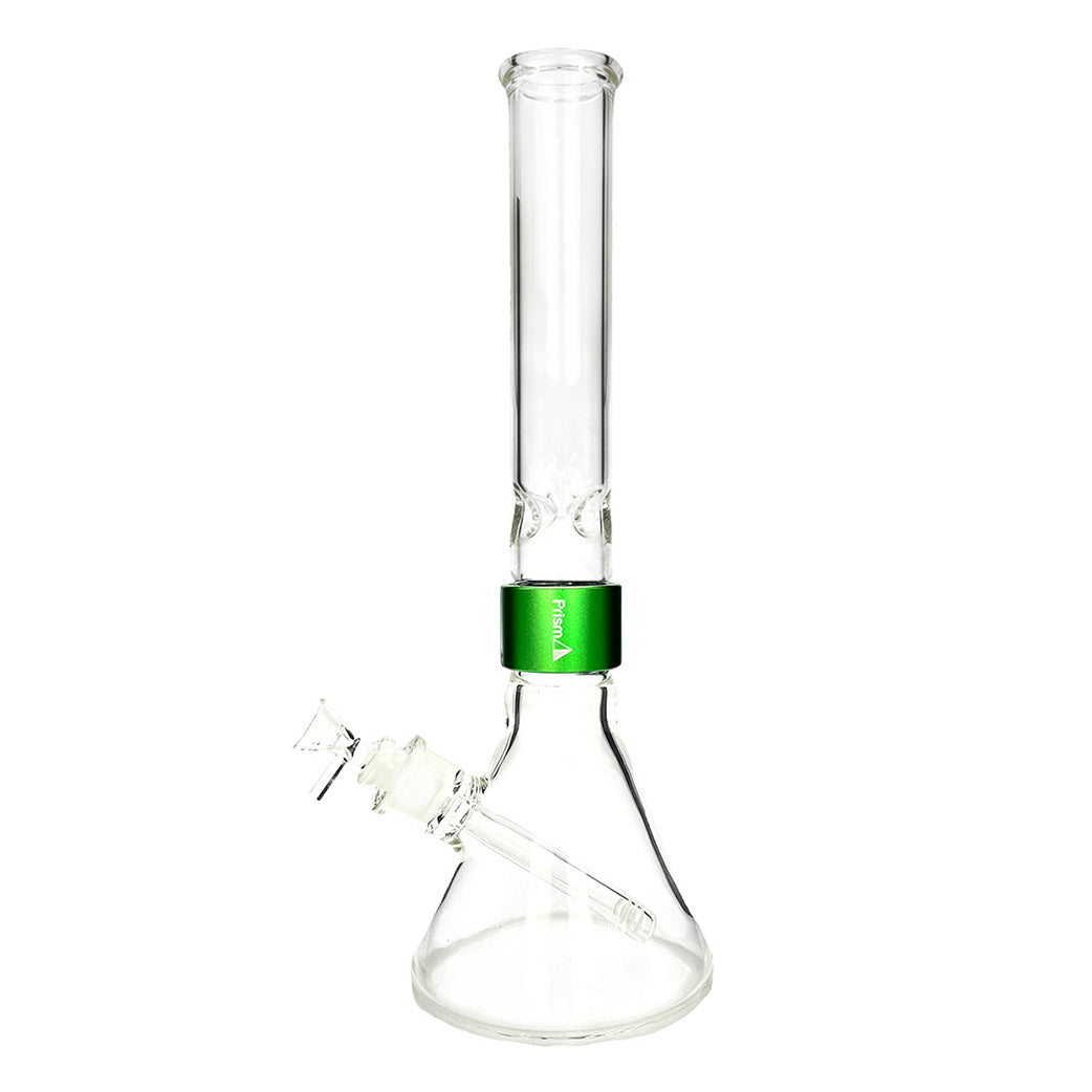 Prism CLEAR TALL BEAKER SINGLE STACK in Green - Front View with Clear Glass